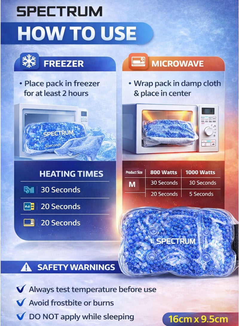 Spectrum Hot & Cold Therapeutic Gel Beads Pack for Wrist & Ankle Blue 16 x 9.5 cm Reusable Ice Pack & Heat Pack with Ultra Flexible Gel Beads and Ultra Soft Fabric Backing Adjustable Elastic Strap Pain Relief Wrap for Sprains Swelling Inflammation Arthritis Tendinitis Joint Pain Muscle Pain Sports Injury Gym Recovery Bumps Bruises Stiffness Strain Compression Therapy Support - Image 3